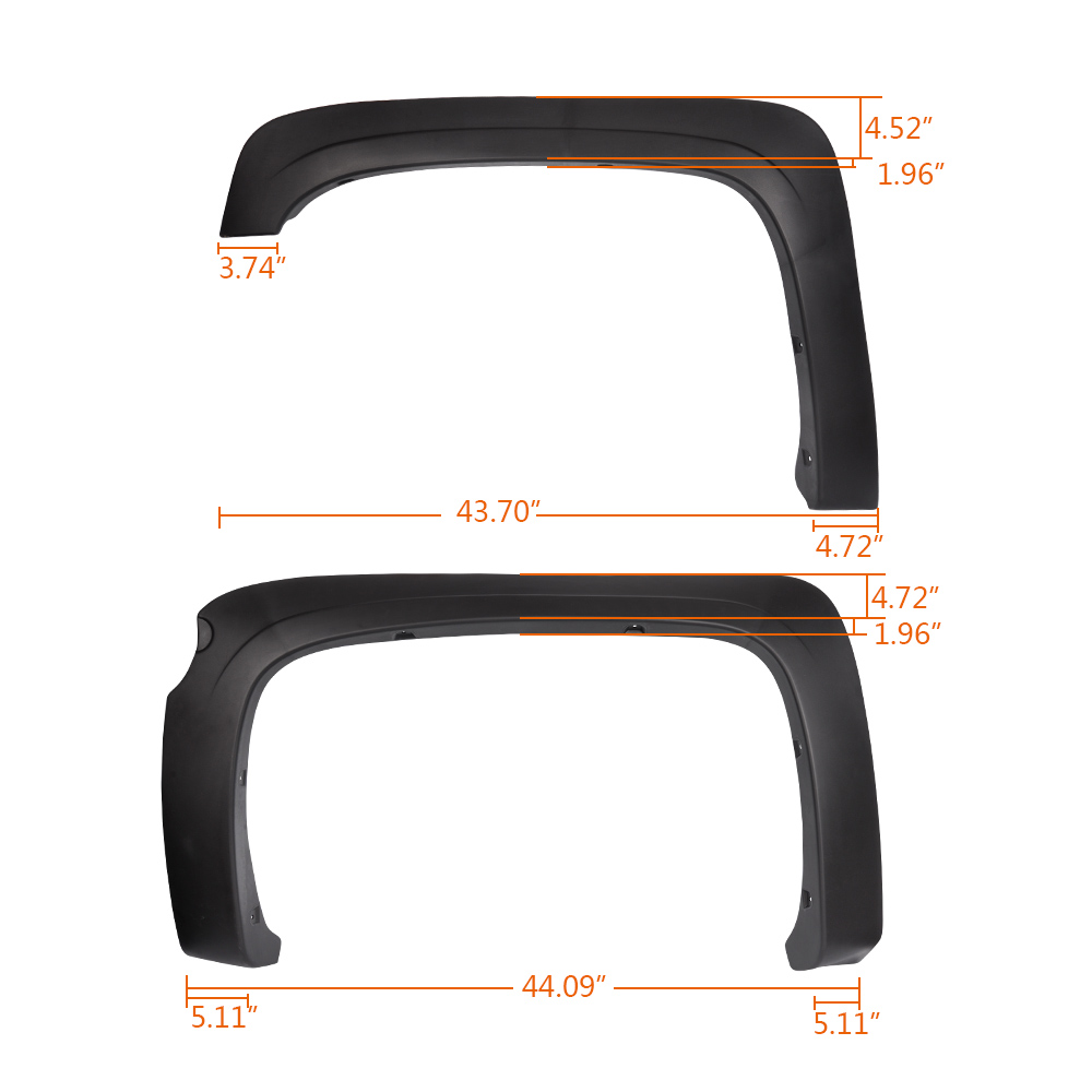 2007-2013 Chevy Silverado 1500 Short Bed Textured OE Style Fender Flares Set For Chevy Silverado 1500 Short Bed | Black | 4 Pieces | Lifetime Warranty